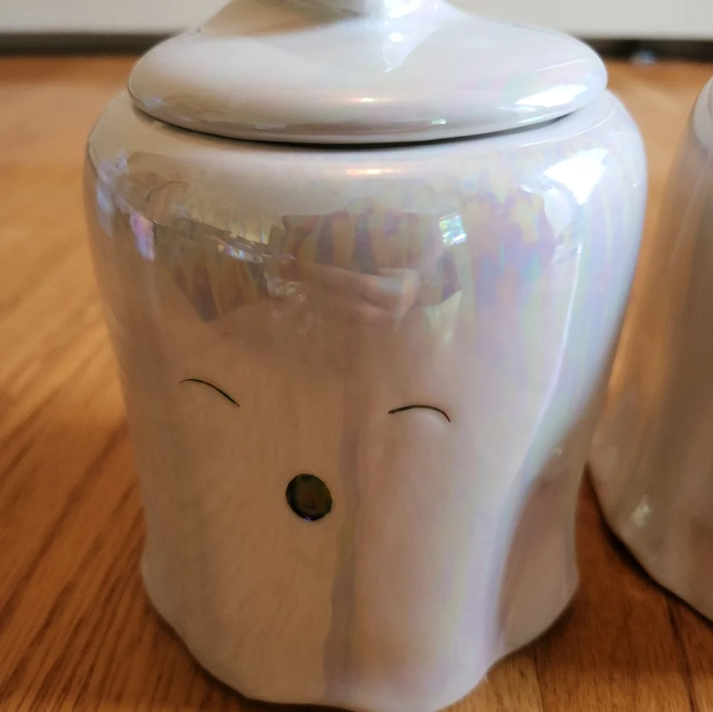 Halloween Ghost Irridescent Canister NWT